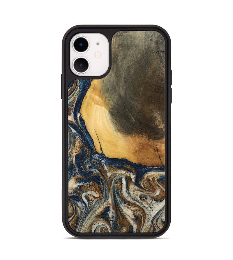 iPhone 11 Wood Phone Case - Kinley (Teal & Gold, 796957)
