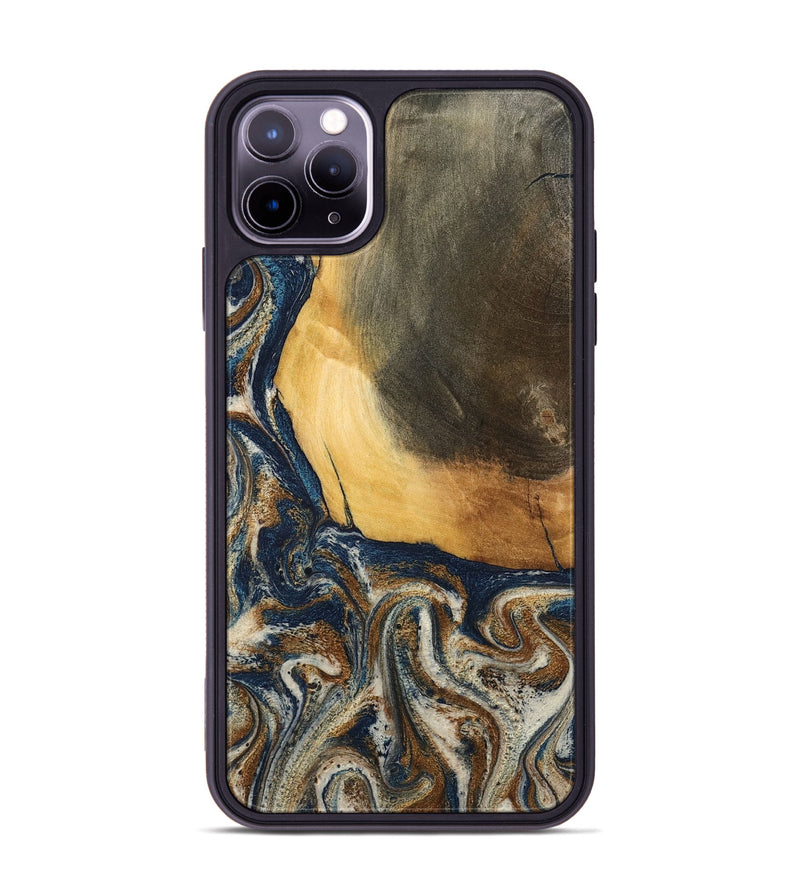 iPhone 11 Pro Max Wood Phone Case - Kinley (Teal & Gold, 796957)