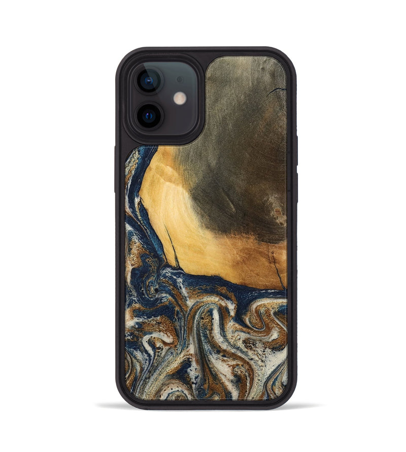 iPhone 12 Wood Phone Case - Kinley (Teal & Gold, 796957)