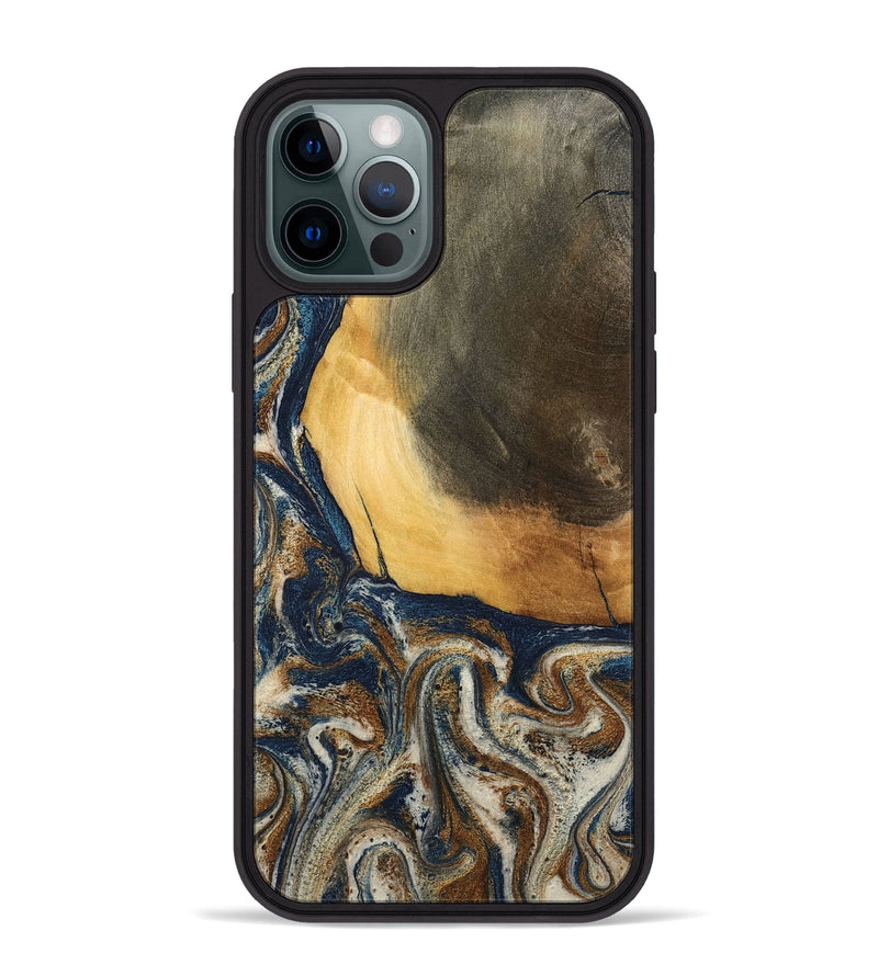 iPhone 12 Pro Max Wood Phone Case - Kinley (Teal & Gold, 796957)
