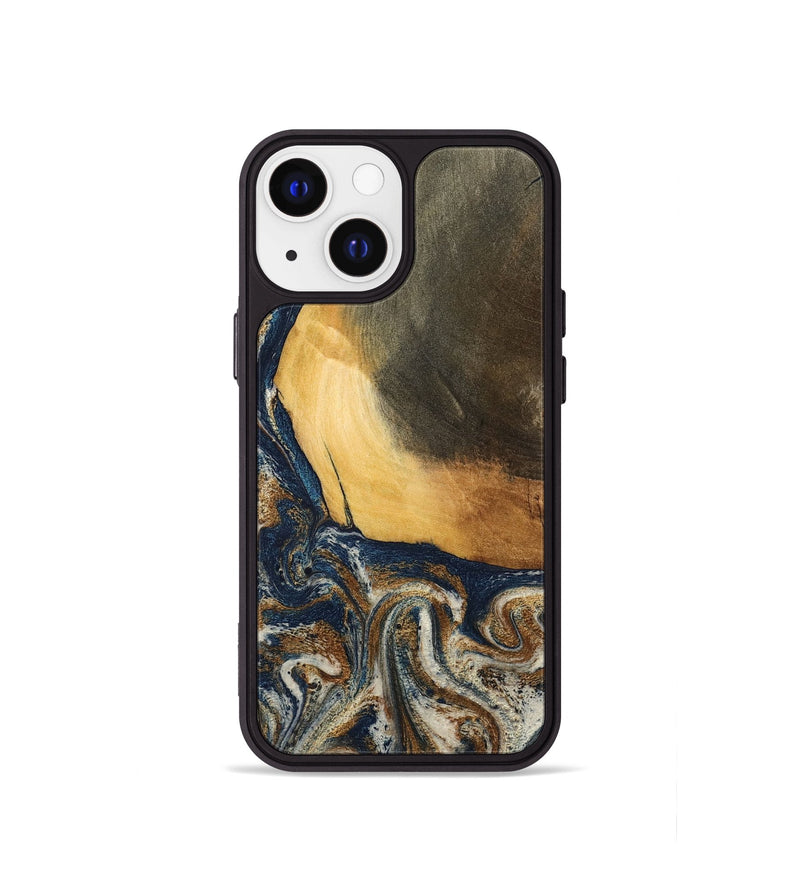 iPhone 13 mini Wood Phone Case - Kinley (Teal & Gold, 796957)