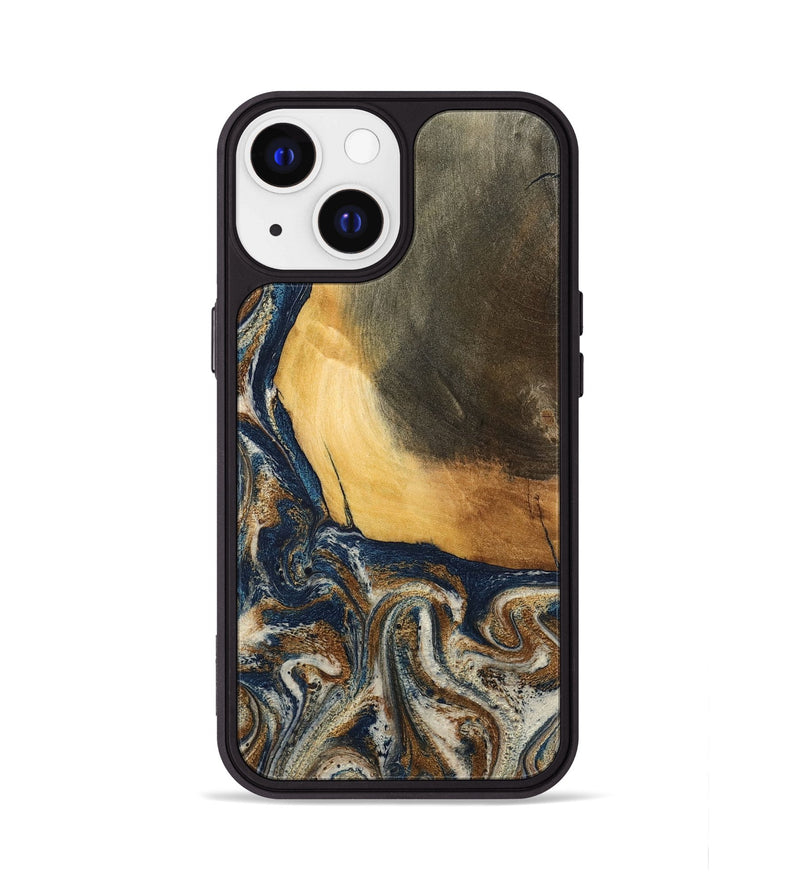 iPhone 13 Wood Phone Case - Kinley (Teal & Gold, 796957)