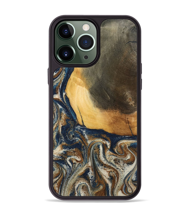 iPhone 13 Pro Max Wood Phone Case - Kinley (Teal & Gold, 796957)