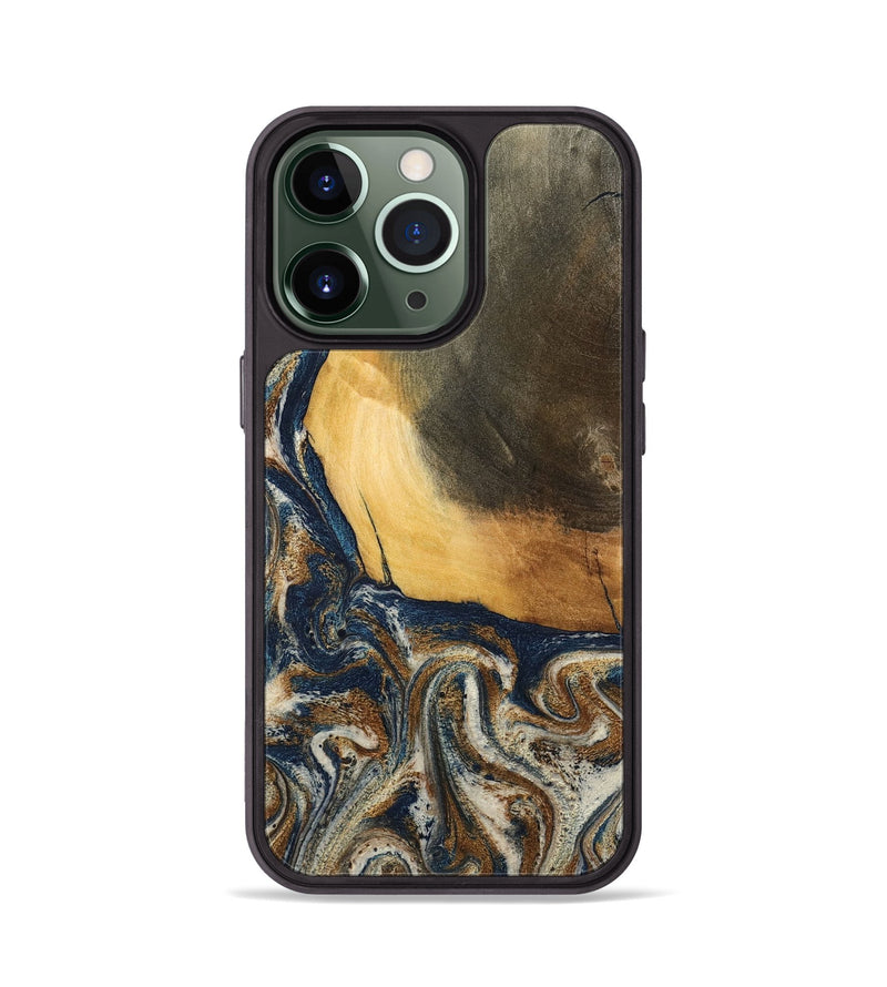 iPhone 13 Pro Wood Phone Case - Kinley (Teal & Gold, 796957)