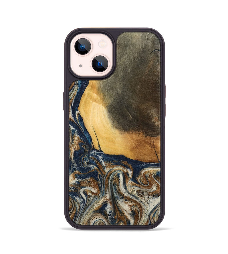 iPhone 14 Wood Phone Case - Kinley (Teal & Gold, 796957)