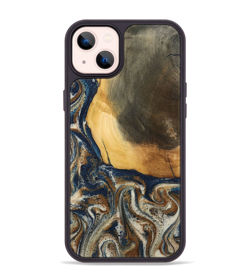iPhone 14 Plus Wood Phone Case - Kinley (Teal & Gold, 796957)