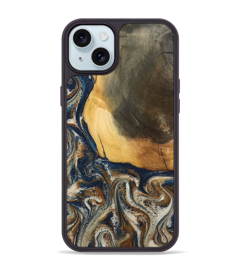iPhone 15 Plus Wood Phone Case - Kinley (Teal & Gold, 796957)