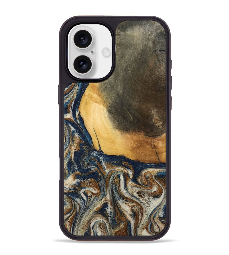 iPhone 16 Plus Wood Phone Case - Kinley (Teal & Gold, 796957)