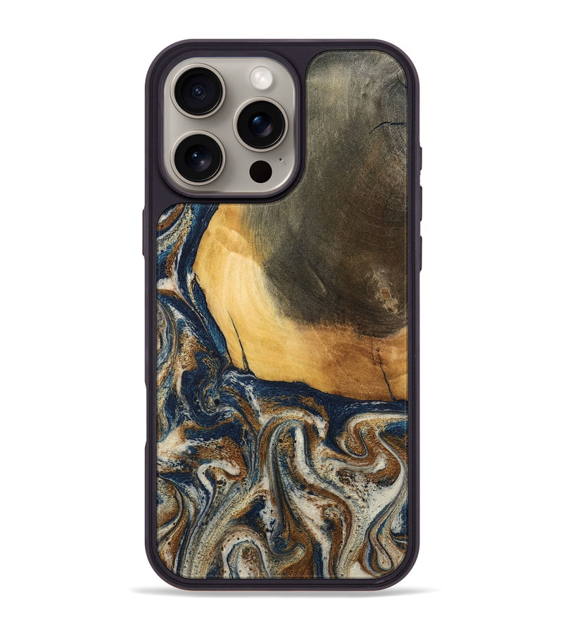 iPhone 16 Pro Max Wood Phone Case - Kinley (Teal & Gold, 796957)