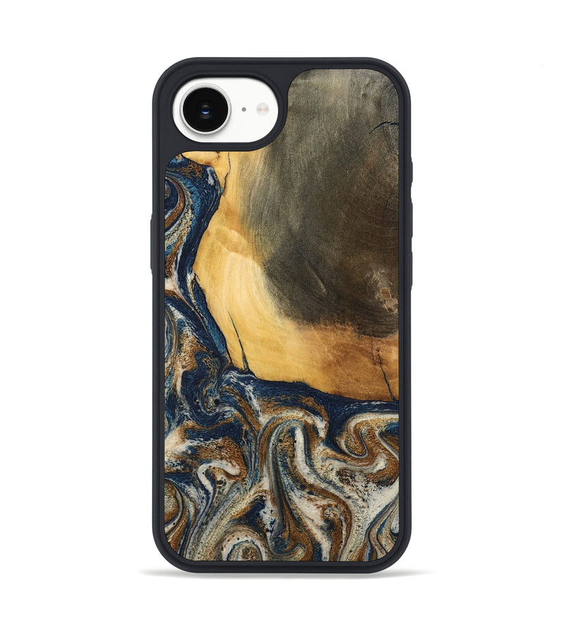 iPhone 16e Wood Phone Case - Kinley (Teal & Gold, 796957)