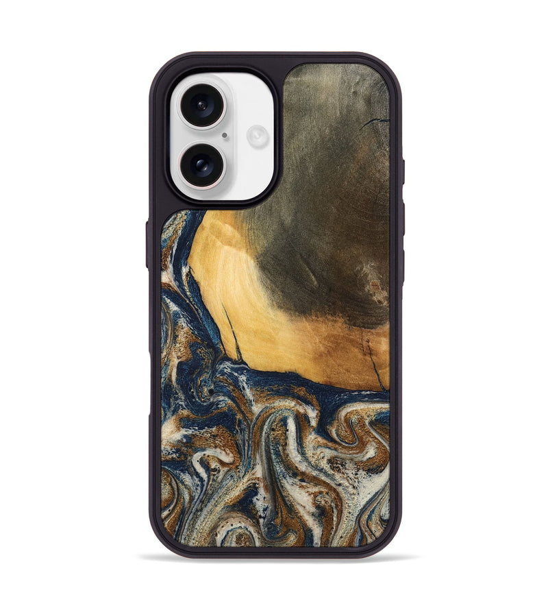 iPhone 17 Wood Phone Case - Kinley (Teal & Gold, 796957)