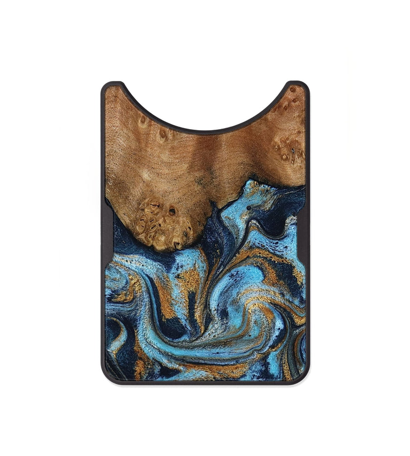 Alloy Wood Wallet - Jesica (Teal & Gold, 796973)