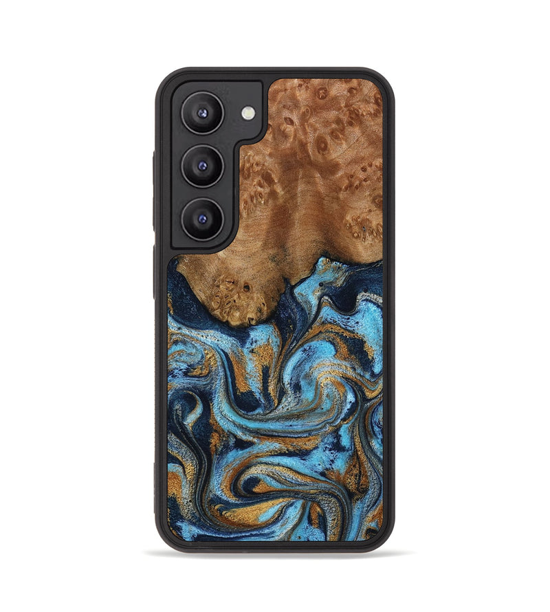 Galaxy S23 Wood Phone Case - Jesica (Teal & Gold, 796973)
