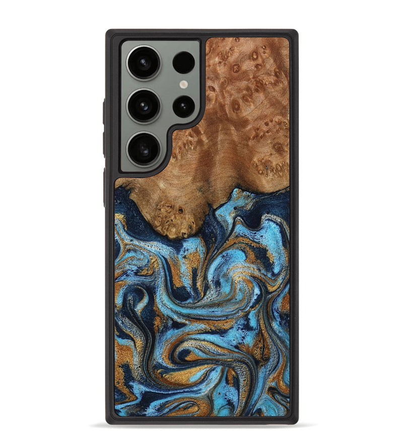 Galaxy S23 Ultra Wood Phone Case - Jesica (Teal & Gold, 796973)