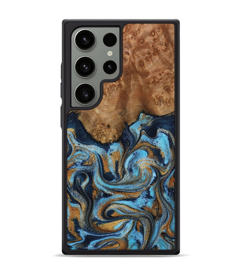 Galaxy S24 Ultra Wood Phone Case - Jesica (Teal & Gold, 796973)
