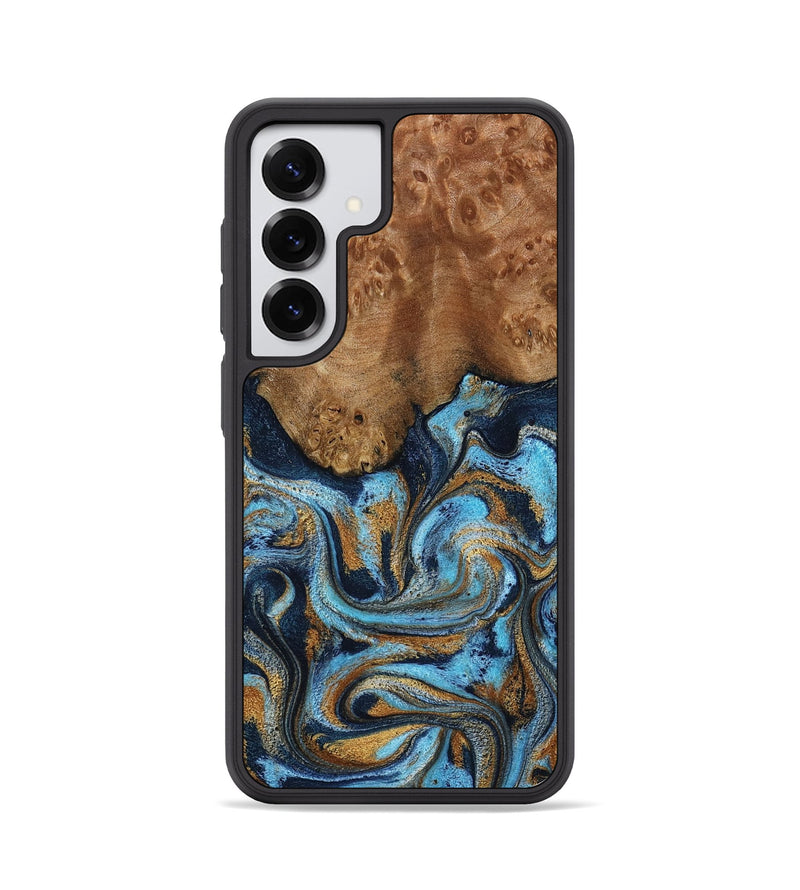 Galaxy S25 Wood Phone Case - Jesica (Teal & Gold, 796973)