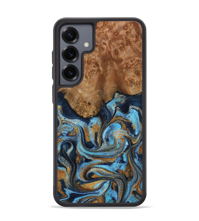 Galaxy S25 Plus Wood Phone Case - Jesica (Teal & Gold, 796973)