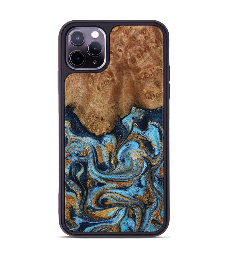 iPhone 11 Pro Max Wood Phone Case - Jesica (Teal & Gold, 796973)