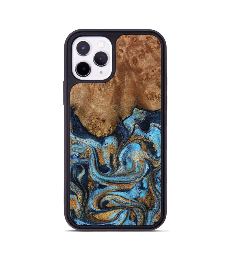 iPhone 11 Pro Wood Phone Case - Jesica (Teal & Gold, 796973)