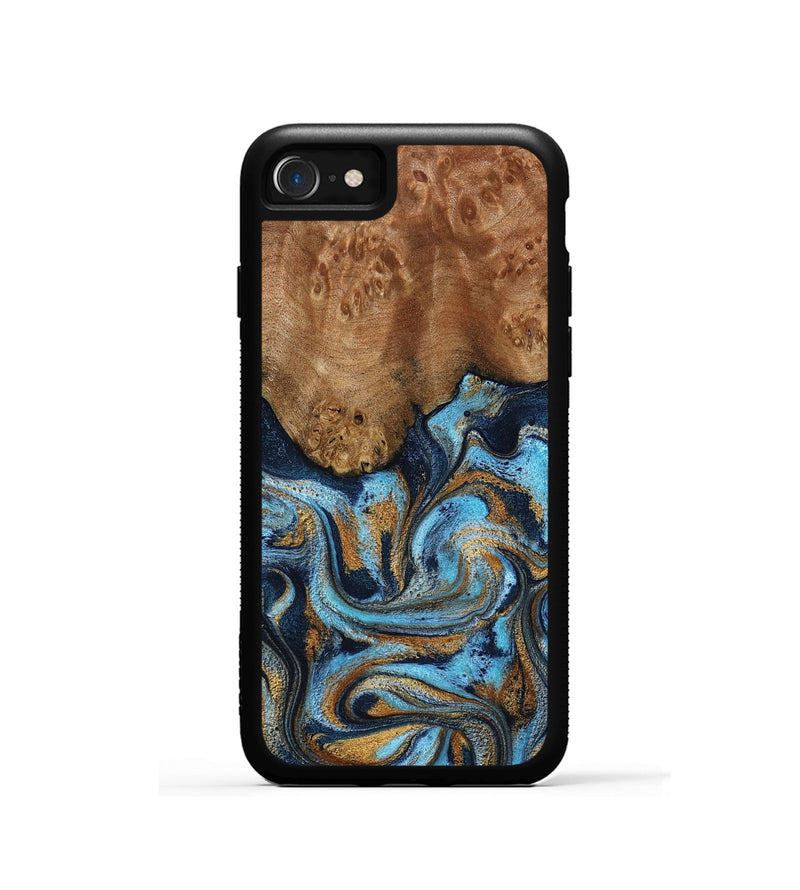 iPhone SE Wood Phone Case - Jesica (Teal & Gold, 796973)