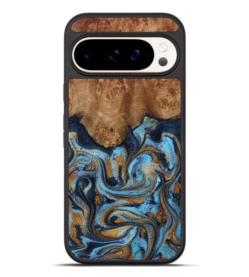 Pixel 9 Pro XL Wood Phone Case - Jesica (Teal & Gold, 796973)