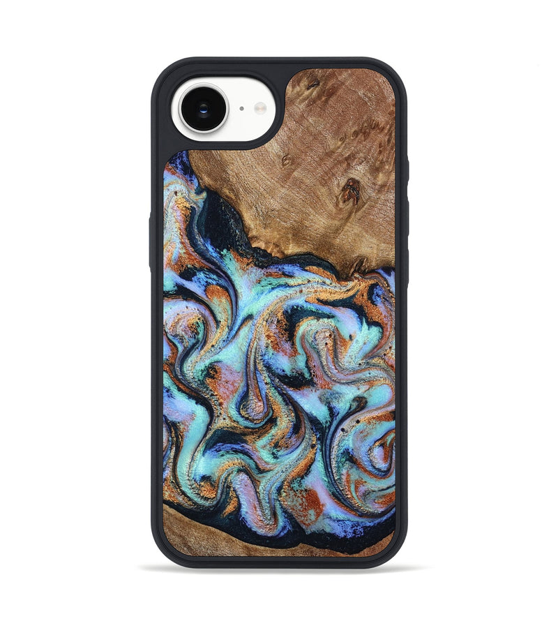 iPhone 16e Wood Phone Case - Daja (Teal & Gold, 797021)