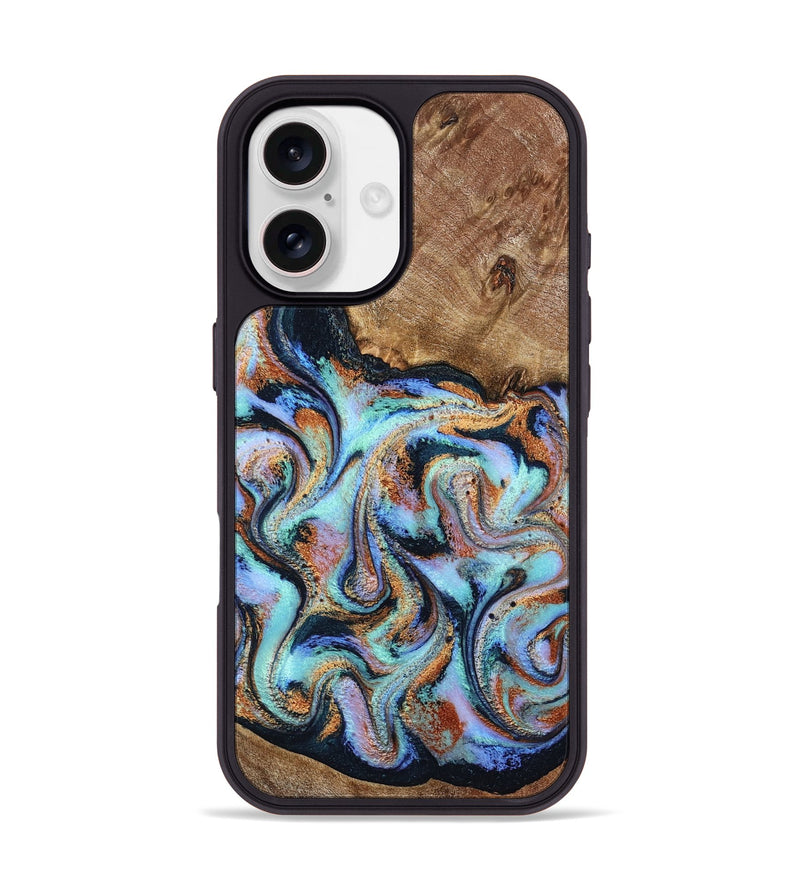 iPhone 17 Wood Phone Case - Daja (Teal & Gold, 797021)