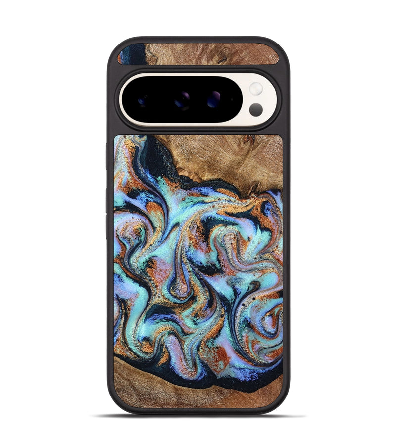 Pixel 9 Pro Wood Phone Case - Daja (Teal & Gold, 797021)