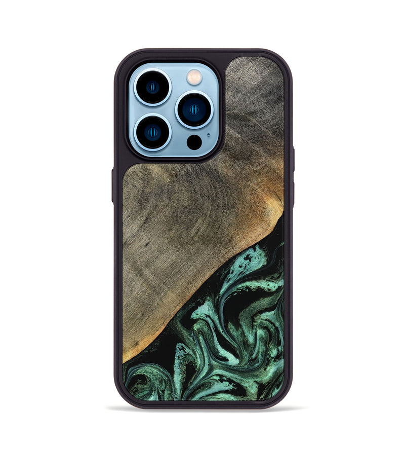 iPhone 14 Pro Wood Phone Case - Zack (Green, 797045)