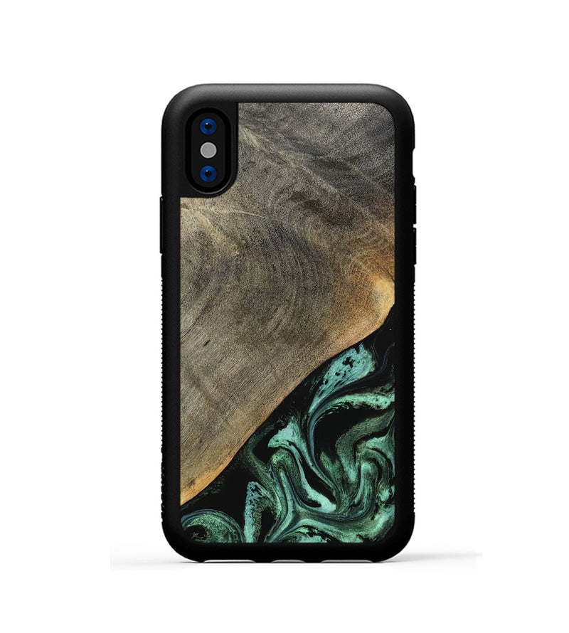 iPhone Xs Wood Phone Case - Zack (Green, 797045)