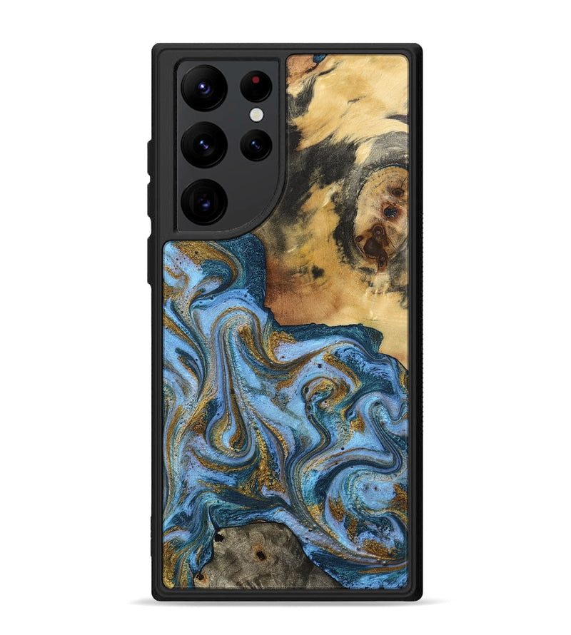 Galaxy S22 Ultra Wood Phone Case - Alisson (Teal & Gold, 797050)