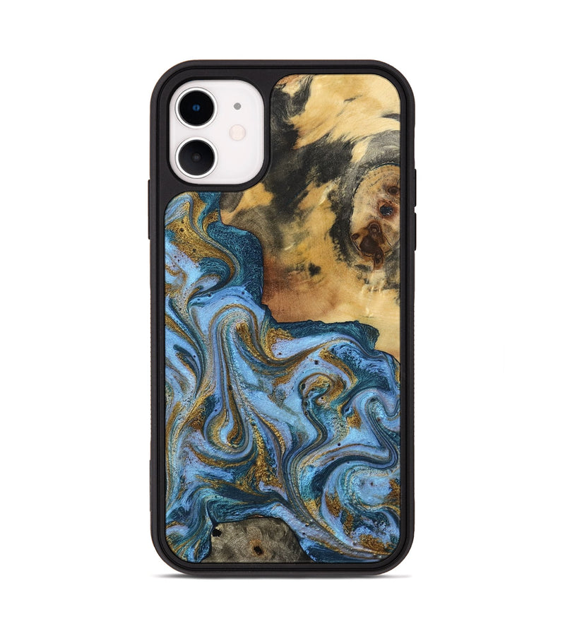 iPhone 11 Wood Phone Case - Alisson (Teal & Gold, 797050)