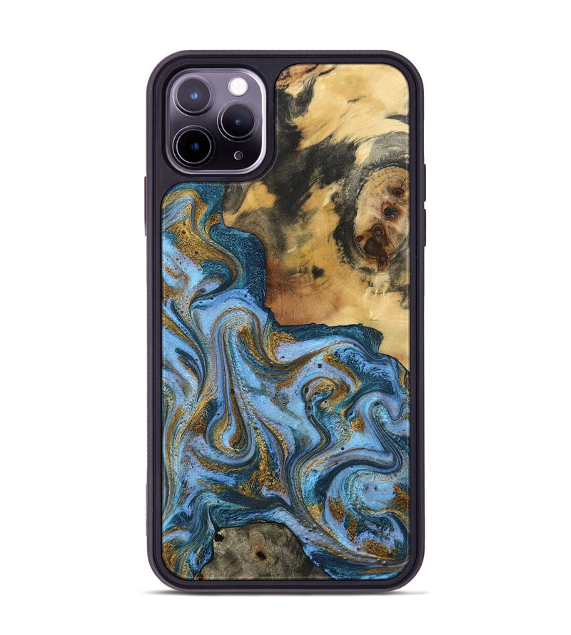 iPhone 11 Pro Max Wood Phone Case - Alisson (Teal & Gold, 797050)