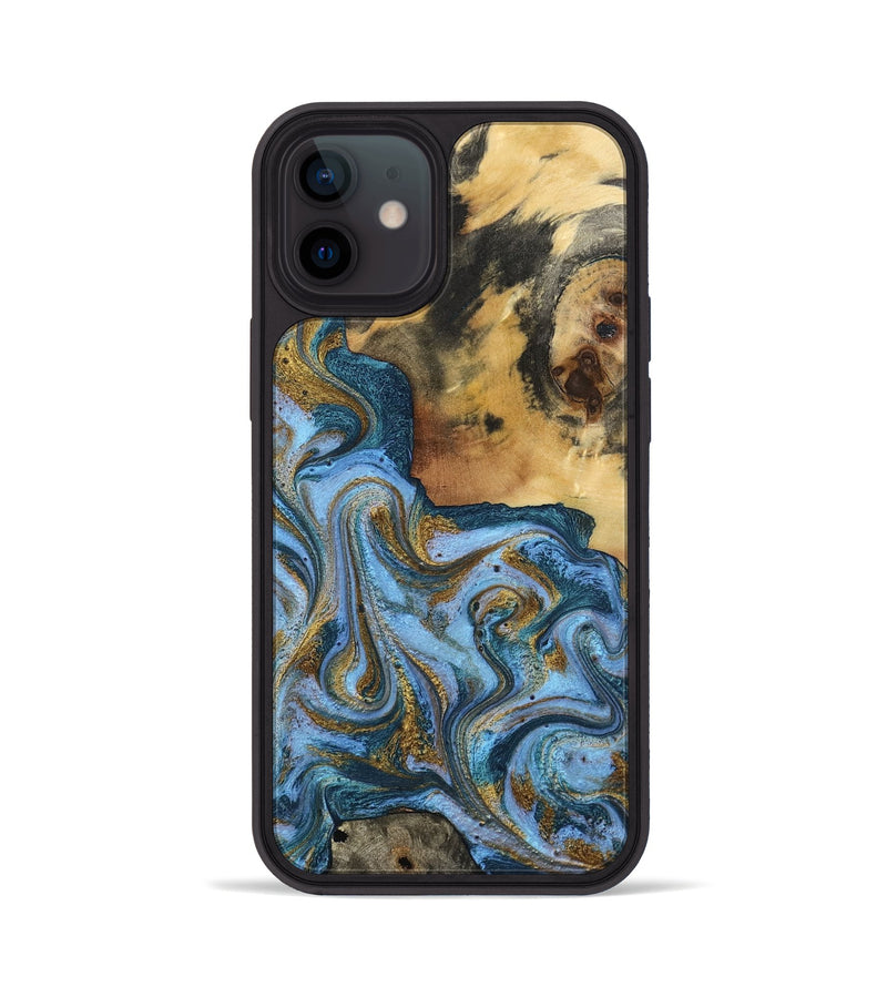 iPhone 12 Wood Phone Case - Alisson (Teal & Gold, 797050)