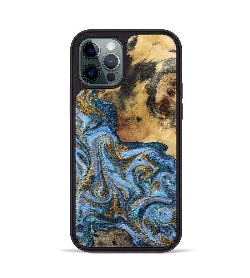 iPhone 12 Pro Wood Phone Case - Alisson (Teal & Gold, 797050)