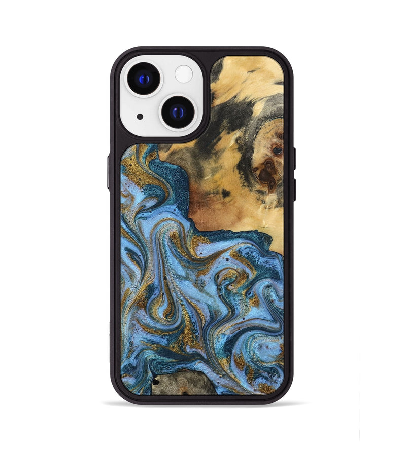 iPhone 13 Wood Phone Case - Alisson (Teal & Gold, 797050)