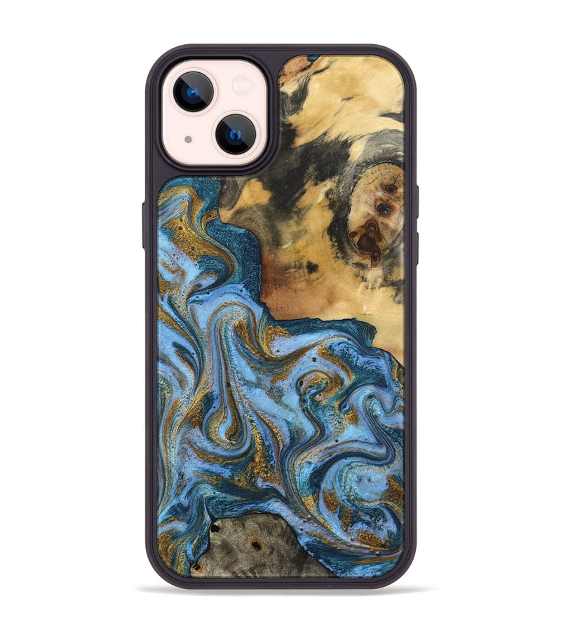 iPhone 14 Plus Wood Phone Case - Alisson (Teal & Gold, 797050)