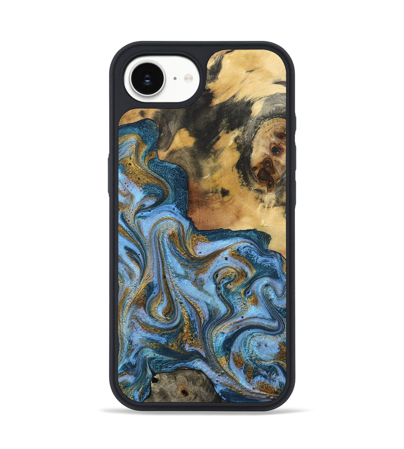 iPhone 16e Wood Phone Case - Alisson (Teal & Gold, 797050)