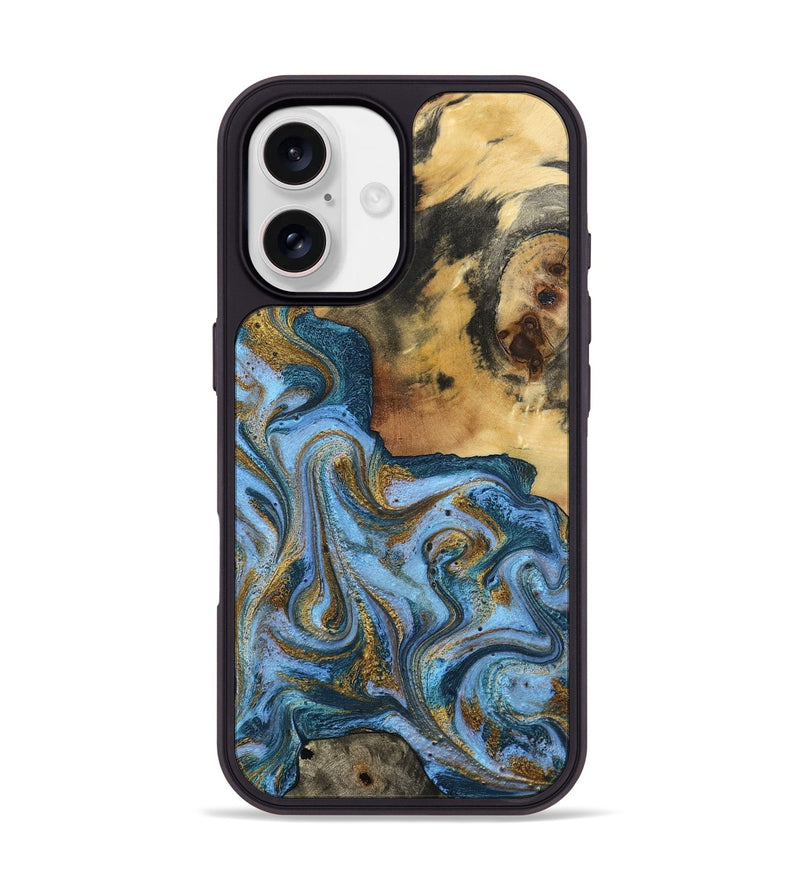 iPhone 17 Wood Phone Case - Alisson (Teal & Gold, 797050)