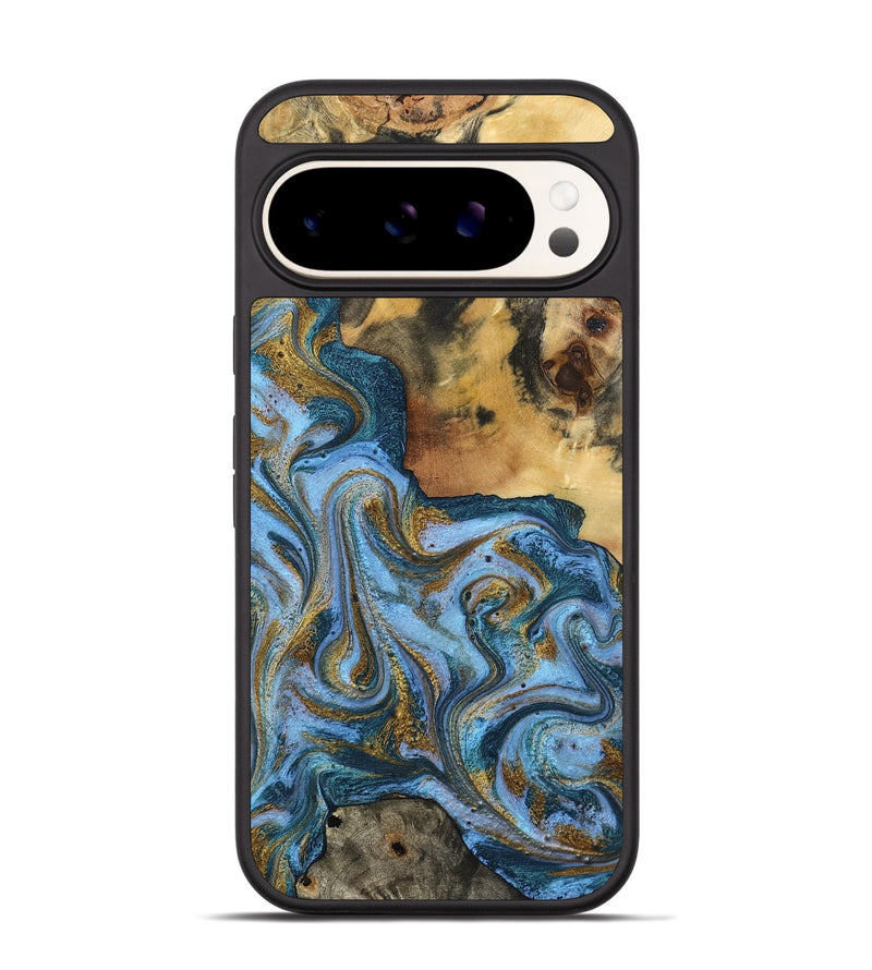 Pixel 9 Pro Wood Phone Case - Alisson (Teal & Gold, 797050)