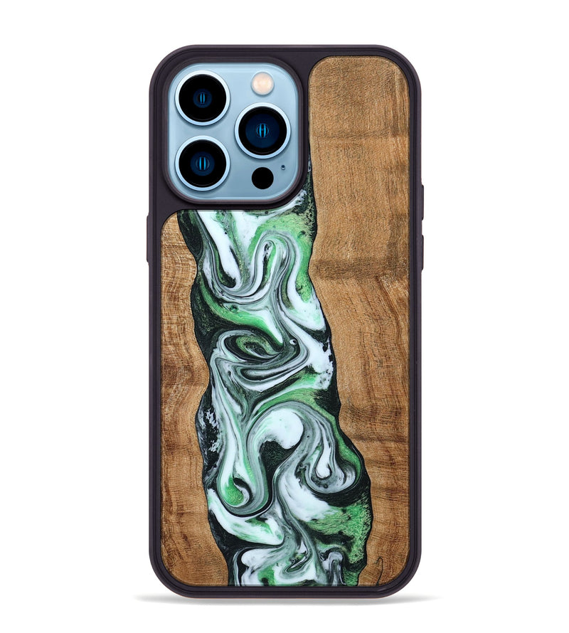 iPhone 14 Pro Max Wood Phone Case - Tera (Green, 797063)