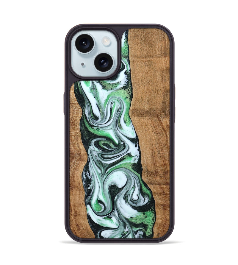 iPhone 15 Wood Phone Case - Tera (Green, 797063)