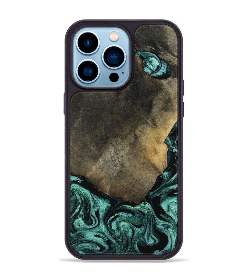 iPhone 14 Pro Max Wood Phone Case - Maria (Green, 797066)