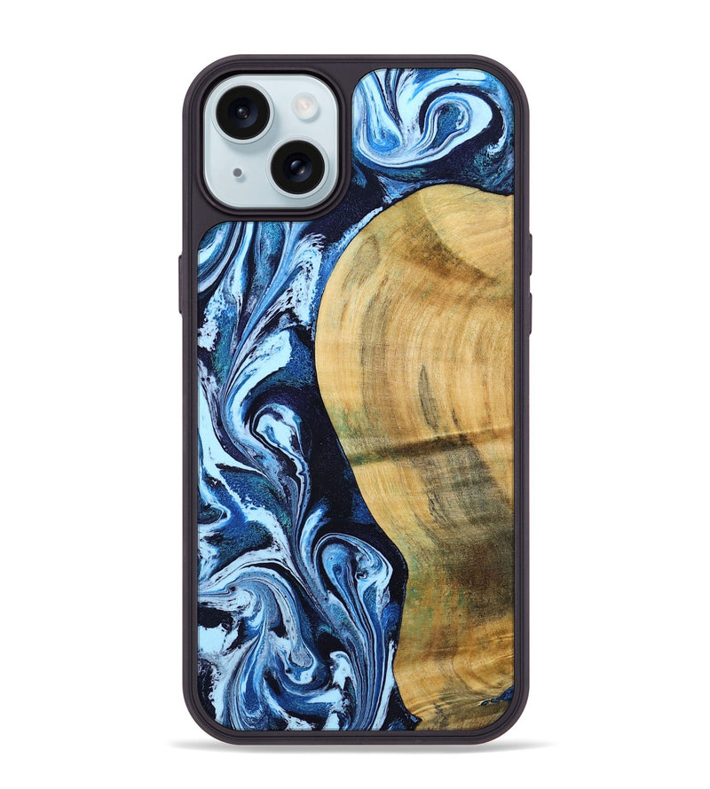 iPhone 15 Plus Wood Phone Case - Billy (Blue, 797072)