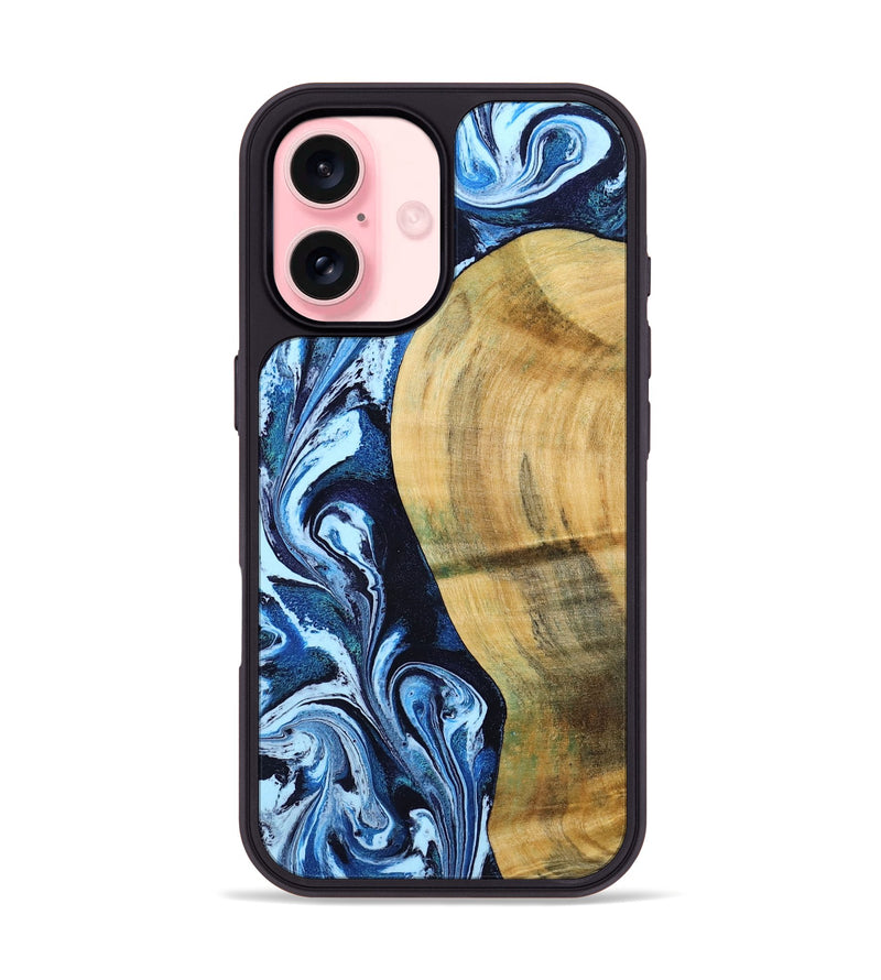 iPhone 16 Wood Phone Case - Billy (Blue, 797072)