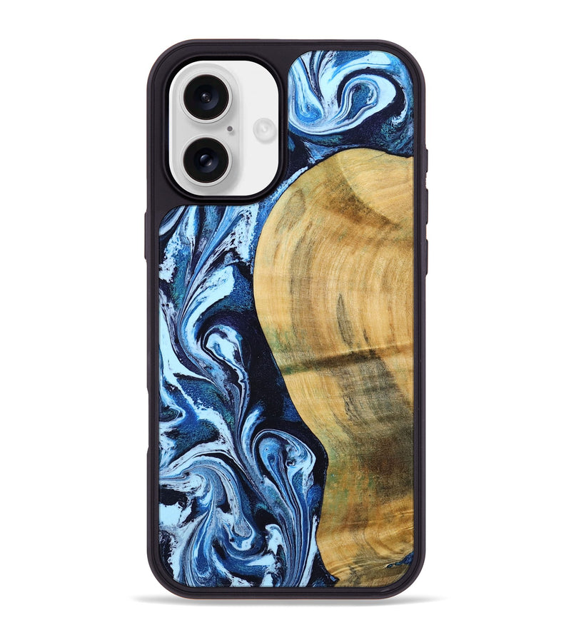 iPhone 16 Plus Wood Phone Case - Billy (Blue, 797072)