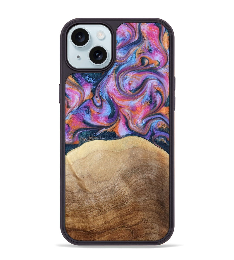iPhone 15 Plus Wood Phone Case - Berta (Blue, 797077)