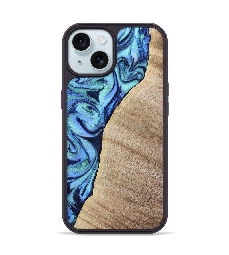 iPhone 15 Wood Phone Case - Wiley (Blue, 797109)