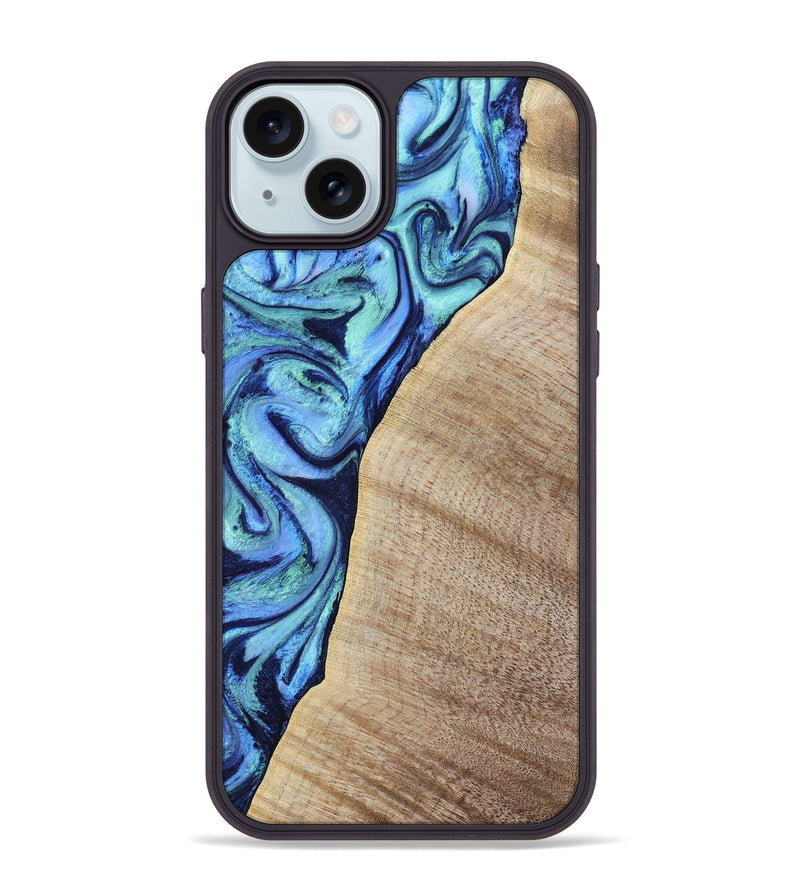 iPhone 15 Plus Wood Phone Case - Wiley (Blue, 797109)