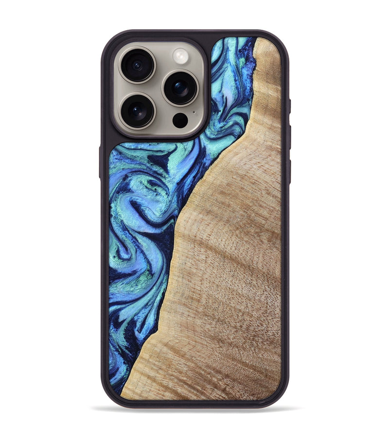 iPhone 15 Pro Max Wood Phone Case - Wiley (Blue, 797109)